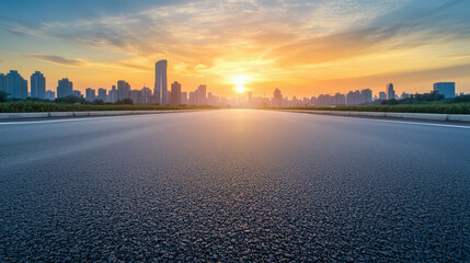 Fototapeta premium City Road at Sunset