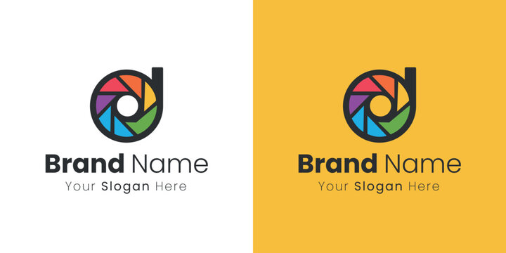 Modern Creative Lettermark Logo Design With Camera Shutter Element And Brand Name Placeholder