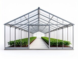 Fototapeta premium Modern Greenhouse Structure for Sustainable Farming and Plant Growth.