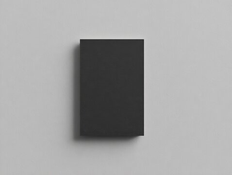 black business card mockup, top view, 85x55mm size, clean grey background, centered layout, no text or logo, matte paper texture, soft shadow