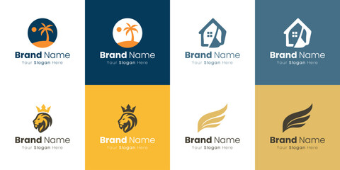 Eight Diverse Logo Designs Showcasing Brand Identity and Creative Visual Solutions