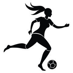 Woman playing soccer silhouette ball sport