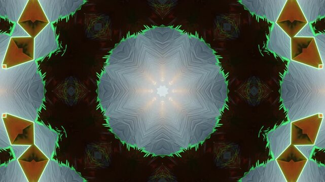 Light background 3D animation of straight neon elements forming dynamic kaleidoscope loop, optimized for brand visuals and creative video production