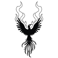 Fototapeta premium Mythical Bird of Fire Rises with Flames and Power
