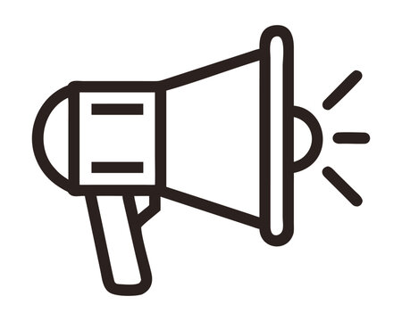Outline Megaphone Icon – Loudspeaker Line Art Symbol for Announcement and Marketing