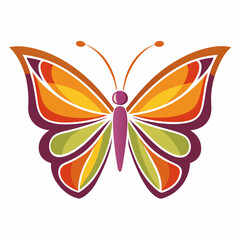 Obraz premium circle modern art flying butterfly logo design template illustration inspiration