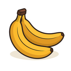 Yellow Bananas Fruit Icon Vector - Healthy Tropical Food Snack Graphic