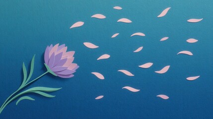 Gentle Breeze Blowing Pastel Paper Cut Flower and Petals Artwork