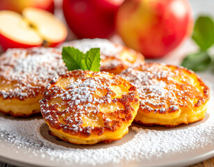 Polish pancakes with apples and powdered sugar racuchy