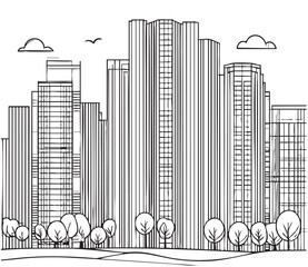 High rise building sketch. Architecture silhouette