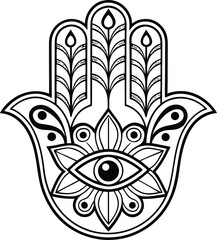 Ornate Hamsa Hand with All-Seeing Eye, Perfect for Decorative Prints