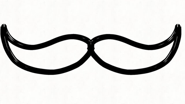 Hand drawn moustache on white background 