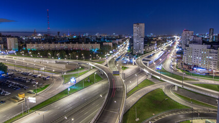 Road interchange of People Militia street, Mnevniki street and avenue Marshal Zhukov timelapse in...