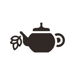 Simple black and white tea kettle icon with hops.