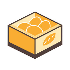 Isometric Illustration of Fresh Bread Rolls in a Wooden Crate