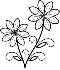 Elegant black and white floral design for print or digital use.