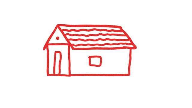 Hand drawn house on white background