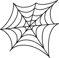 Simple black outline spider web design for Halloween or spooky graphics.