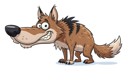 Cheerful Cartoon Wolf Illustration