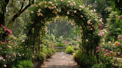 Fototapeta premium Rose archway garden path