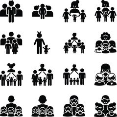 Family social structure group organization team leadership management hierarchy icons people vector 100