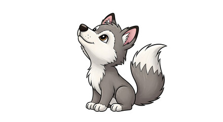 Adorable Husky Puppy Looking Up