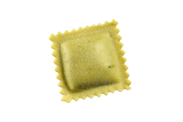 a close up of a pasta ravierole on a white surface