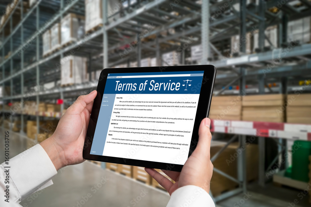 Poster online term of service conditions showing brisk rules and regulations in using the website on device