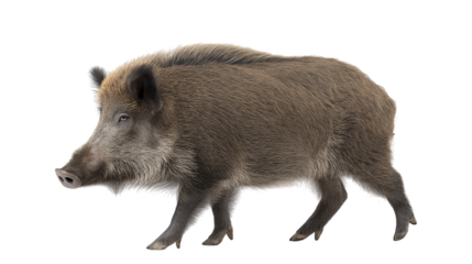 Wild Boar Walking on Transparent Background Animal