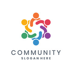 Abstract community logo design with people in a circular shape