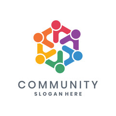 Abstract community logo design with people in a circular shape