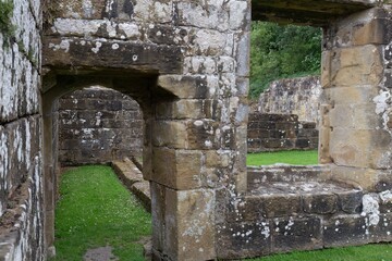 a close-up of a stone archway in what appears to be the ruins of an old building in Mount Grace Priory - East Harlsey - North Yorkshire - UK