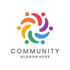 Colorful abstract community logo with circular people figures
