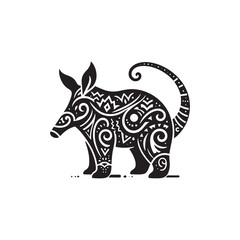 Geometric Aardvark Silhouette in Black Made from Triangles Circles and Rectangles Isolated on White Background Art Print