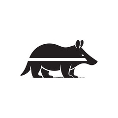 Solid Black Aardvark Silhouette in Vector Style Clean Animal Graphic Isolated on White Background for Prints and Digital Art