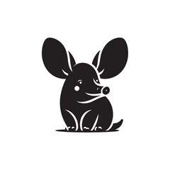 Cute Baby Aardvark Silhouette with Oversized Ears and Chubby Body Rounded Shapes Clean Black Vector Isolated on White Background