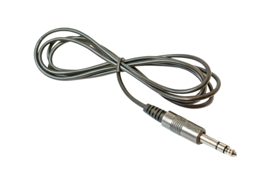 Audio cable with metal connector isolated on a transparent background audio connector