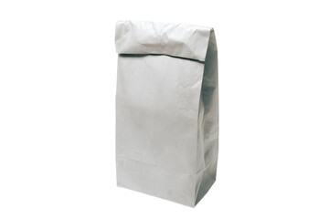 a white paper bag with a handle on a white background