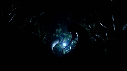 Serpentine silhouette in the dark jungle: a study in contrasts and nocturnal wildlife