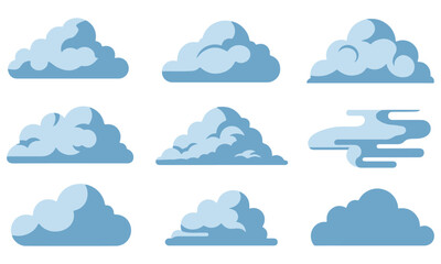 Collection of Cartoon Cloud Vector Illustrations for Weather and Sky Graphics
