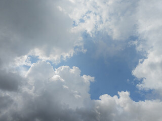 Storm clouds forin within a blue sky. Cloudscape, remnants of Tropical Storm Debby. Kent County, Delaware.