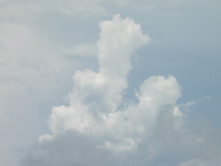 Cumulonimbus clouds, thunderheads forming within a blue sky, over Kent County, Delaware. Cloudscape.