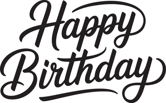 Elegant Happy Birthday Calligraphy on White Background
