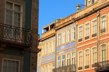 Colorful houses of historical centre of Porto, located at Largo dos Lóios