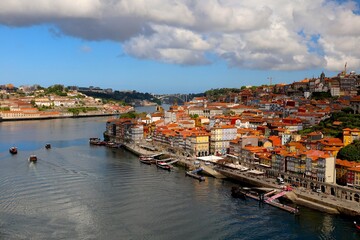 Fototapeta premium Porto old town cityscape with Ribeira district, aerial view, Porto, Portugal