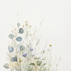 Delicate watercolor botanical digital paper floral background in soft basic nude beige tones