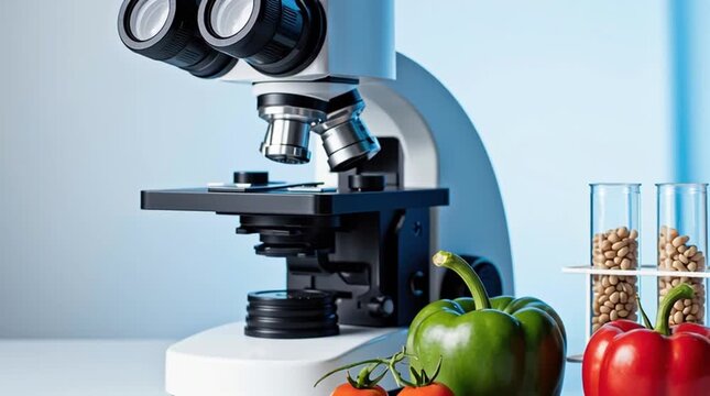 Calm Microscope Vegetables Seeds being analyzed in a lab in labo