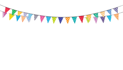 Colorful mini flag isolated on transparent background. Png