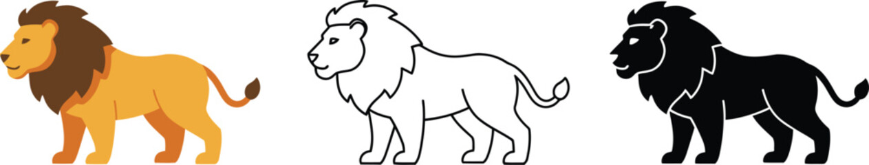 Lion Illustration Set in Different Styles