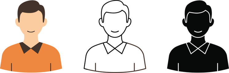 Male Avatar Icon Set in Different Styles